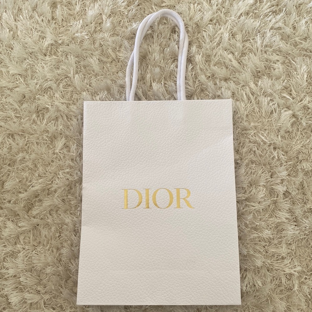Authentic Dior White Gold Logo Shopping Gift Bag